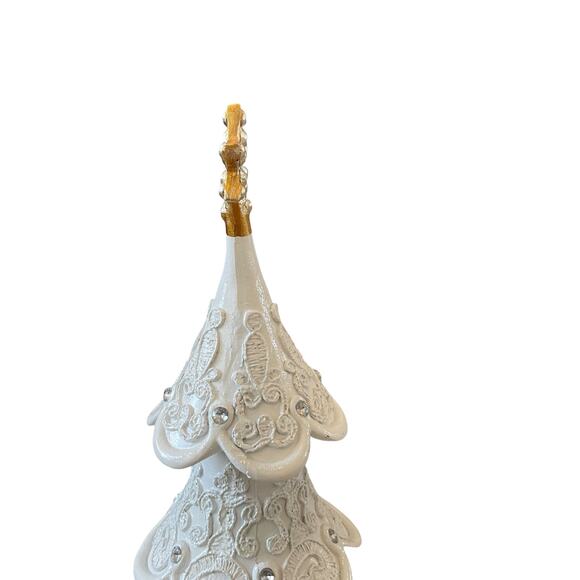 18in Snowy Gingerbread Lace Tree White Christmas Decor by Cupcakes & Cashmere - Picture 10 of 16